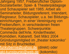 Jahrgang 1957, Freiberuflicher Diplom-Sozialarbeiter, Spiel- & 